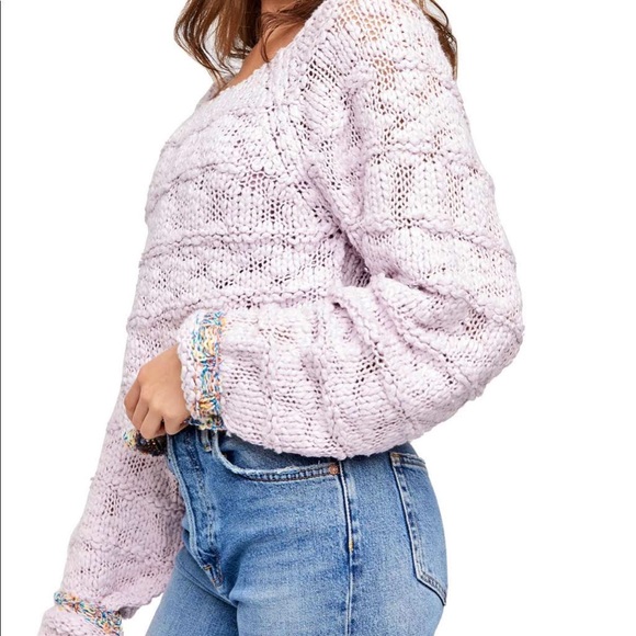 NWT Free People West Palm Sweater Purple Ethereal Combo Size Medium - Picture 1 of 9